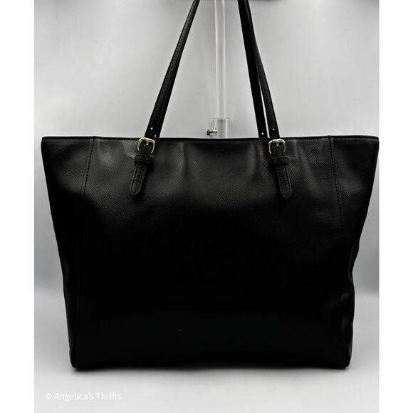 Coach Black Leather Turnlock Tote | Large Crossgrain Shoulder Bag - Picture 2 of 6